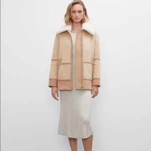 Club Monaco Mixed Media Moto Camel Jacket NWT - Size Large
